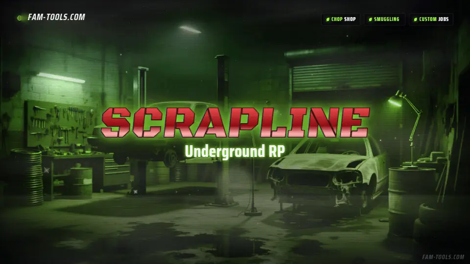 Chop Shop Grunge rendered as a fivem loading screen at 1920 by 1080 pixels