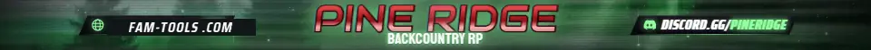 Foggy Forest Road Grunge rendered as a fivem info banner at 1865 by 108 pixels