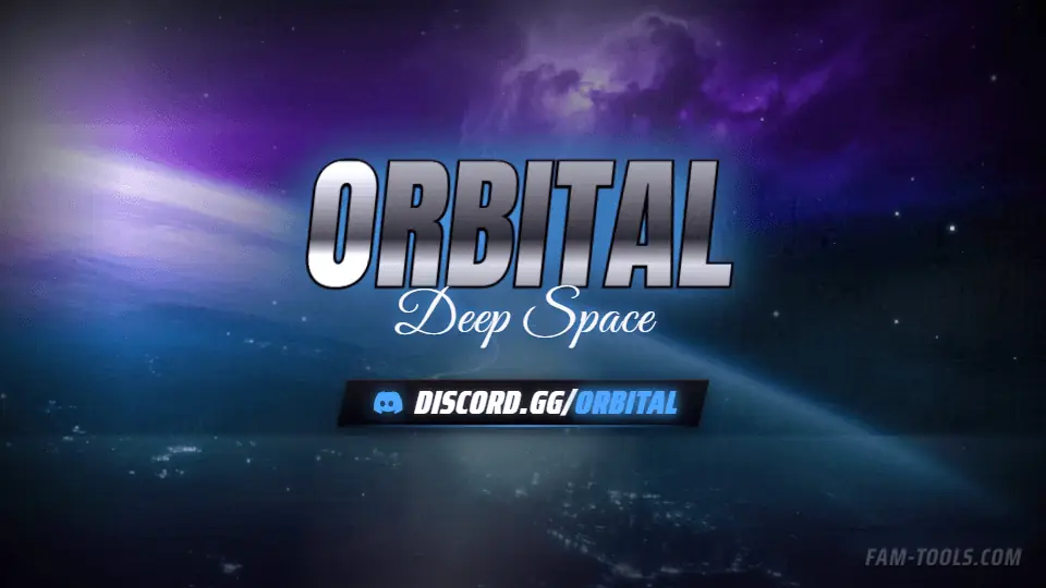 Space Orbit Photoreal rendered as a discord server banner at 960 by 540 pixels