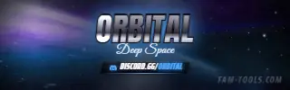 Space Orbit Photoreal rendered as a twitch panel at 320 by 100 pixels