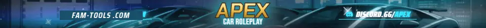 Supercar Garage Anime rendered as a fivem info banner at 1865 by 108 pixels