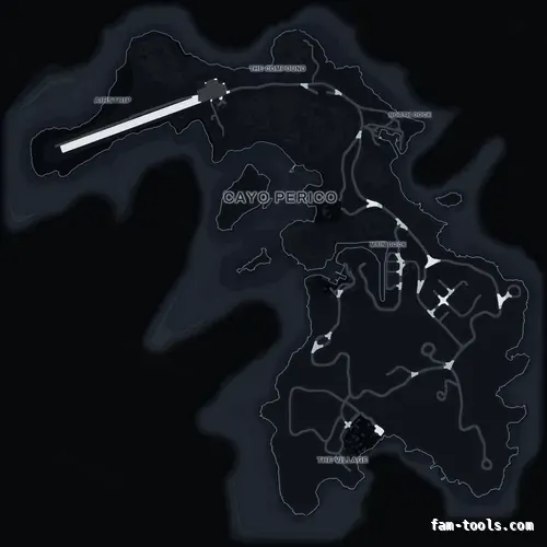 Black OBSIDIAN Cayo Perico FiveM-compatible minimap for GTA 5 — optional island add-on in the same palette, google style