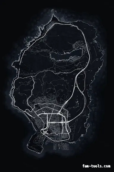 Black OBSIDIAN FiveM-compatible minimap for GTA 5 — google style — showing the whole Los Santos and Blaine County map