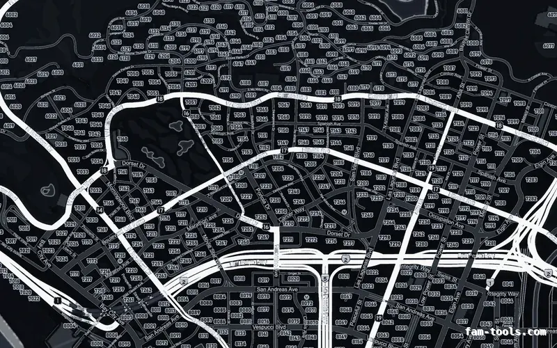 Black OBSIDIAN FiveM-compatible minimap for GTA 5 — google style — showing Los Santos street detail