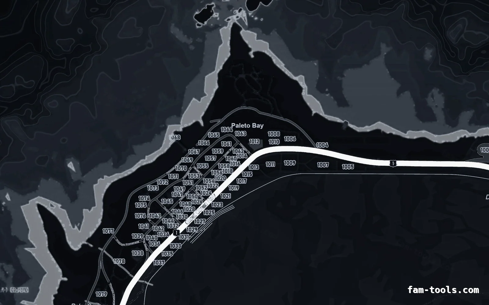 Black minimap — Paleto Bay Black OBSIDIAN FiveM-compatible minimap for GTA 5 — google style — showing Paleto Bay and Mount Chiliad