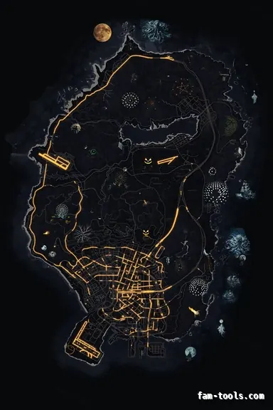 Halloween Black HAUNTED OBSIDIAN FiveM-compatible minimap for GTA 5 — without postal codes — showing the whole Los Santos and Blaine County map