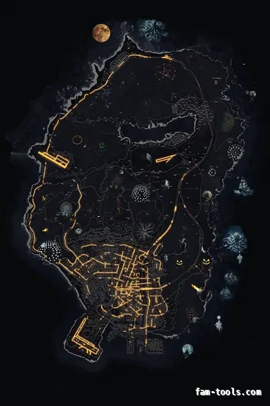 Halloween Black HAUNTED OBSIDIAN FiveM-compatible minimap for GTA 5 — with postal codes — showing the whole Los Santos and Blaine County map
