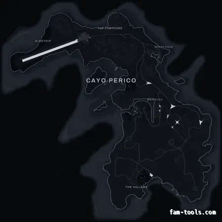 Black OBSIDIAN Cayo Perico FiveM-compatible minimap for GTA 5 — optional island add-on in the same palette, without postal codes
