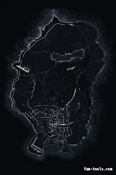 Black OBSIDIAN FiveM-compatible minimap for GTA 5 — without postal codes — showing the whole Los Santos and Blaine County map