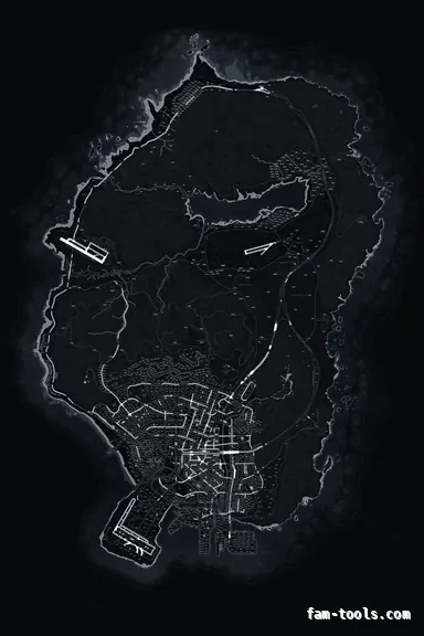 Black OBSIDIAN FiveM-compatible minimap for GTA 5 — with postal codes — showing the whole Los Santos and Blaine County map