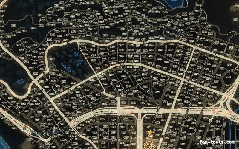 Christmas Blue WINTER COBALT FiveM-compatible minimap for GTA 5 — google style — showing Los Santos street detail