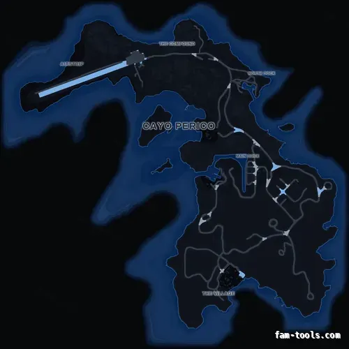 Blue COBALT Cayo Perico FiveM-compatible minimap for GTA 5 — optional island add-on in the same palette, google style