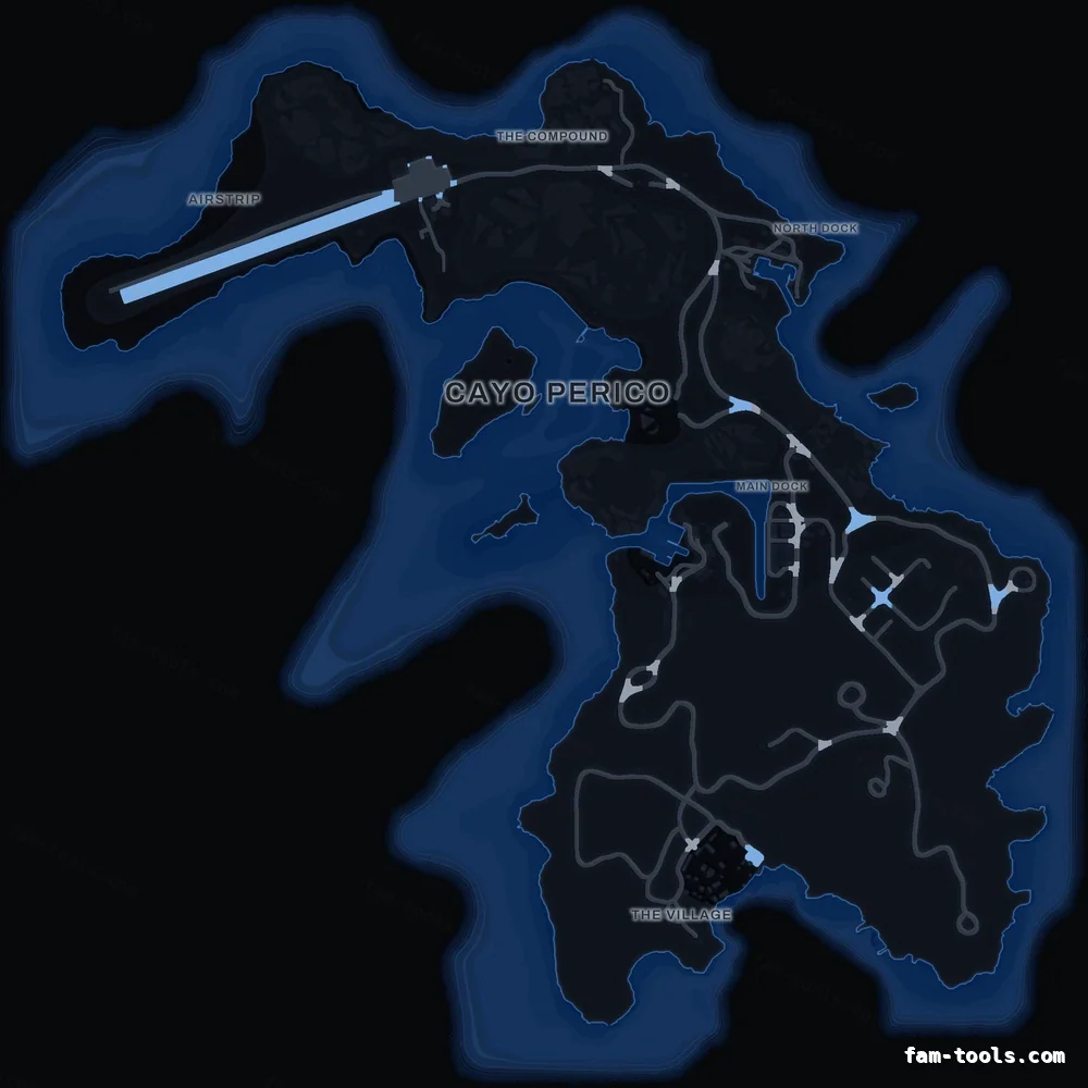 Blue COBALT Cayo Perico FiveM-compatible minimap for GTA 5 — optional island add-on in the same palette, google style