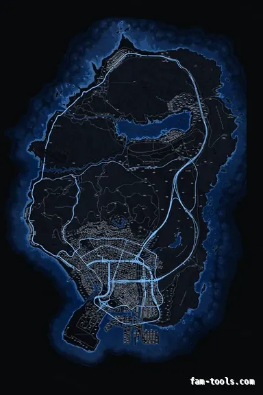 Blue COBALT FiveM-compatible minimap for GTA 5 — google style — showing the whole Los Santos and Blaine County map