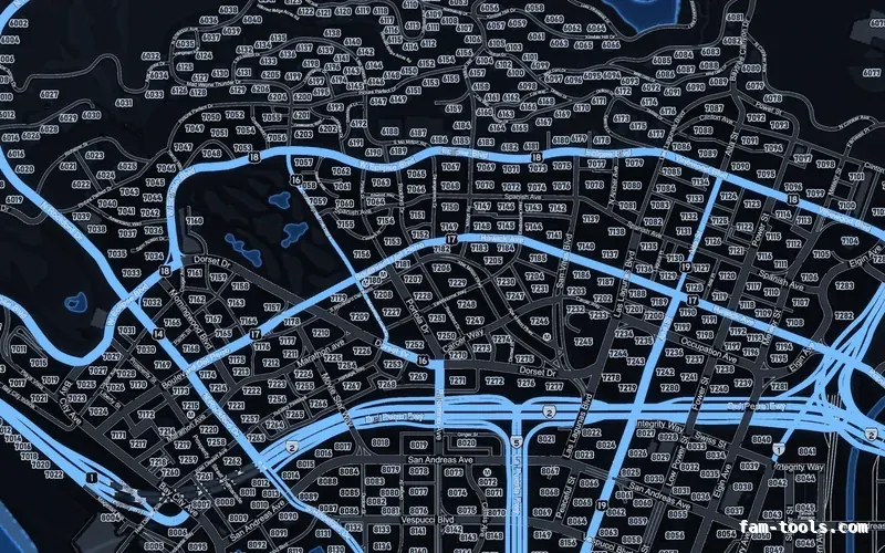 Blue COBALT FiveM-compatible minimap for GTA 5 — google style — showing Los Santos street detail