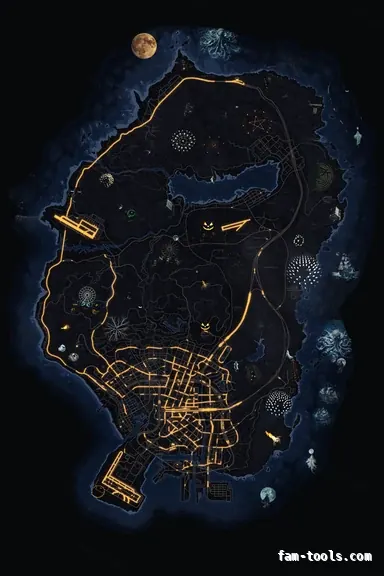 Halloween Blue HAUNTED COBALT FiveM-compatible minimap for GTA 5 — without postal codes — showing the whole Los Santos and Blaine County map