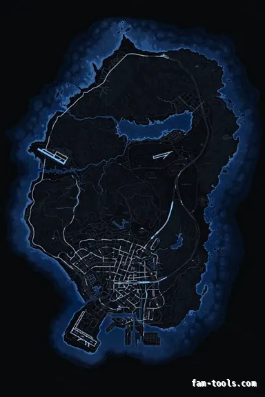 Blue COBALT FiveM-compatible minimap for GTA 5 — without postal codes — showing the whole Los Santos and Blaine County map