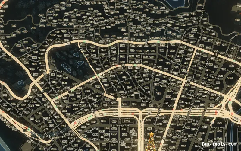 Christmas Gray WINTER GRAPHITE FiveM-compatible minimap for GTA 5 — google style — showing Los Santos street detail