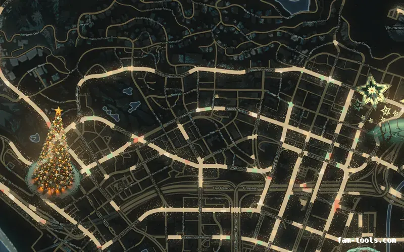 Christmas Gray WINTER GRAPHITE FiveM-compatible minimap for GTA 5 — without postal codes — showing Los Santos street detail