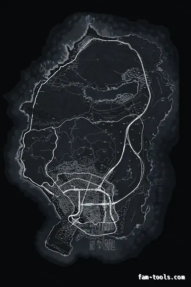 Gray GRAPHITE FiveM-compatible minimap for GTA 5 — google style — showing the whole Los Santos and Blaine County map