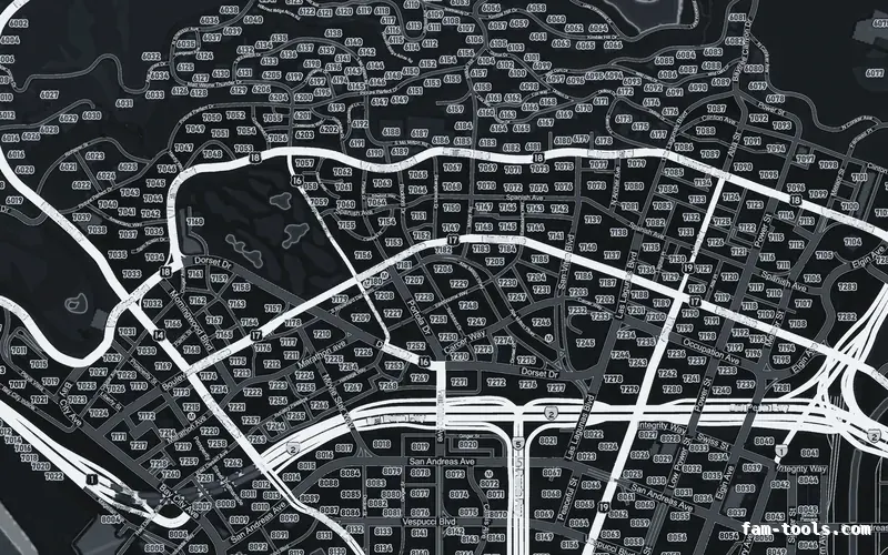 Gray GRAPHITE FiveM-compatible minimap for GTA 5 — google style — showing Los Santos street detail