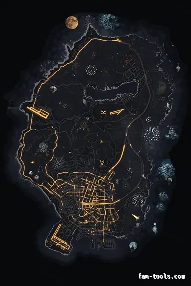 Halloween Gray HAUNTED GRAPHITE FiveM-compatible minimap for GTA 5 — without postal codes — showing the whole Los Santos and Blaine County map