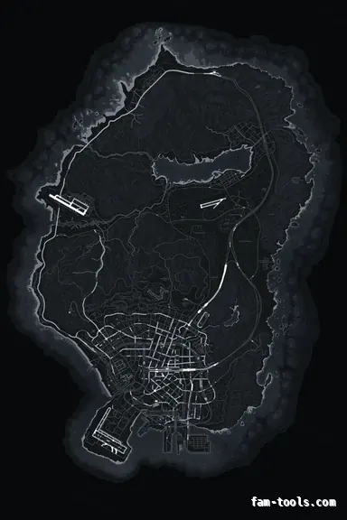 Gray GRAPHITE FiveM-compatible minimap for GTA 5 — without postal codes — showing the whole Los Santos and Blaine County map