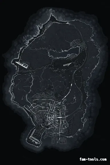 Gray GRAPHITE FiveM-compatible minimap for GTA 5 — with postal codes — showing the whole Los Santos and Blaine County map