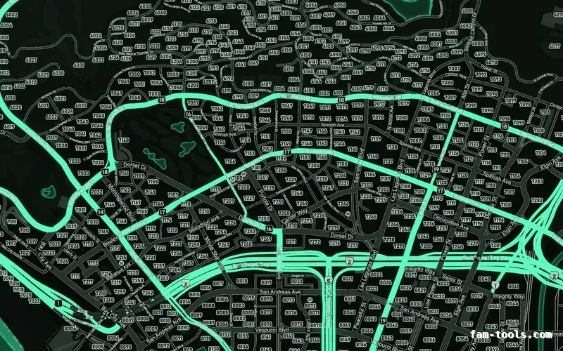Green EMERALD FiveM-compatible minimap for GTA 5 — google style — showing Los Santos street detail