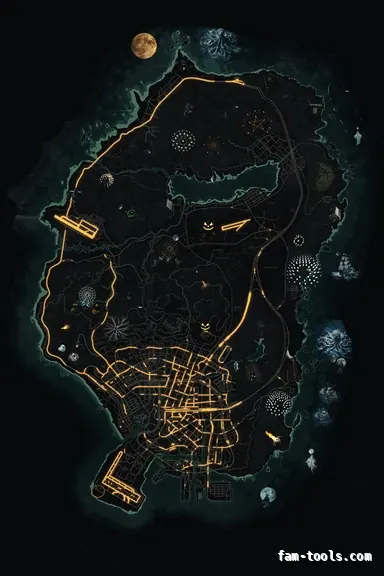 Halloween Green HAUNTED EMERALD FiveM-compatible minimap for GTA 5 — without postal codes — showing the whole Los Santos and Blaine County map