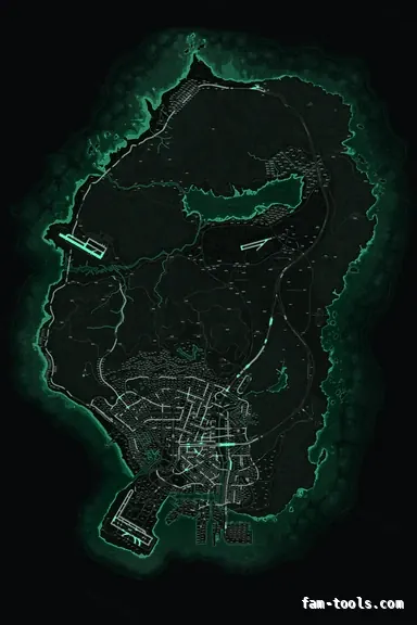 Green EMERALD FiveM-compatible minimap for GTA 5 — with postal codes — showing the whole Los Santos and Blaine County map