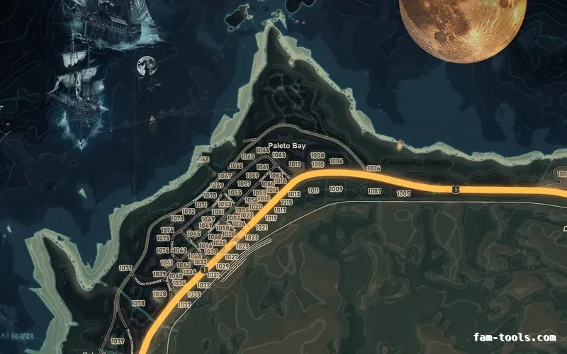Halloween Mixed dark HAUNTED TOPO NIGHT FiveM-compatible minimap for GTA 5 — google style — showing Paleto Bay and Mount Chiliad