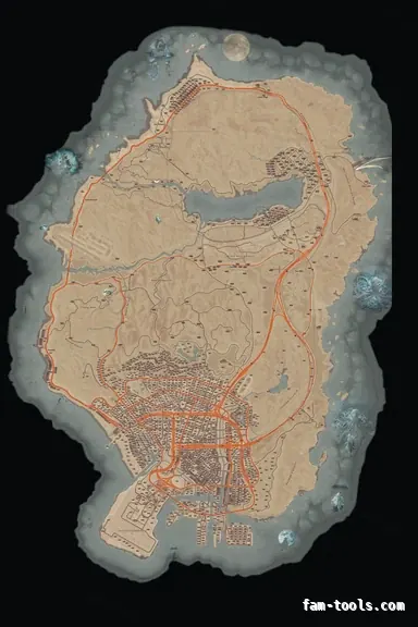 Halloween Mixed light HAUNTED TOPO DAY FiveM-compatible minimap for GTA 5 — google style — showing the whole Los Santos and Blaine County map