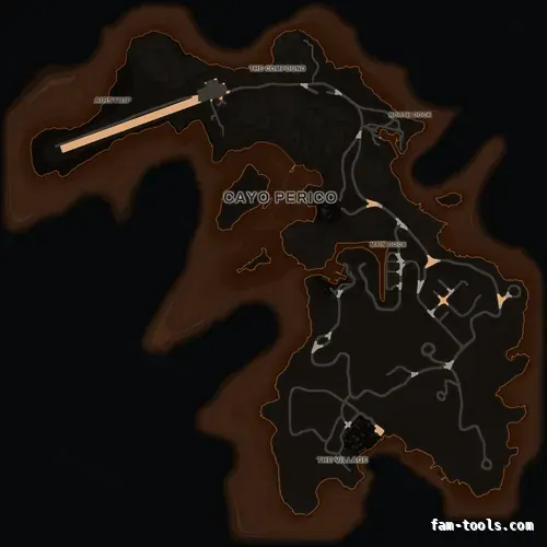 Orange EMBER Cayo Perico FiveM-compatible minimap for GTA 5 — optional island add-on in the same palette, google style