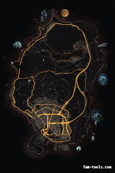 Halloween Orange HAUNTED EMBER FiveM-compatible minimap for GTA 5 — google style — showing the whole Los Santos and Blaine County map