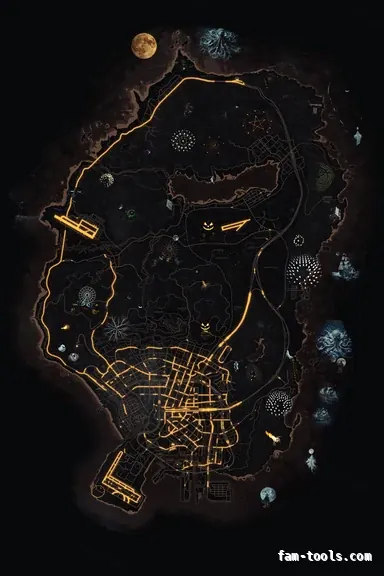 Halloween Orange HAUNTED EMBER FiveM-compatible minimap for GTA 5 — without postal codes — showing the whole Los Santos and Blaine County map