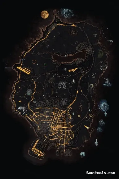 Halloween Orange HAUNTED EMBER FiveM-compatible minimap for GTA 5 — with postal codes — showing the whole Los Santos and Blaine County map
