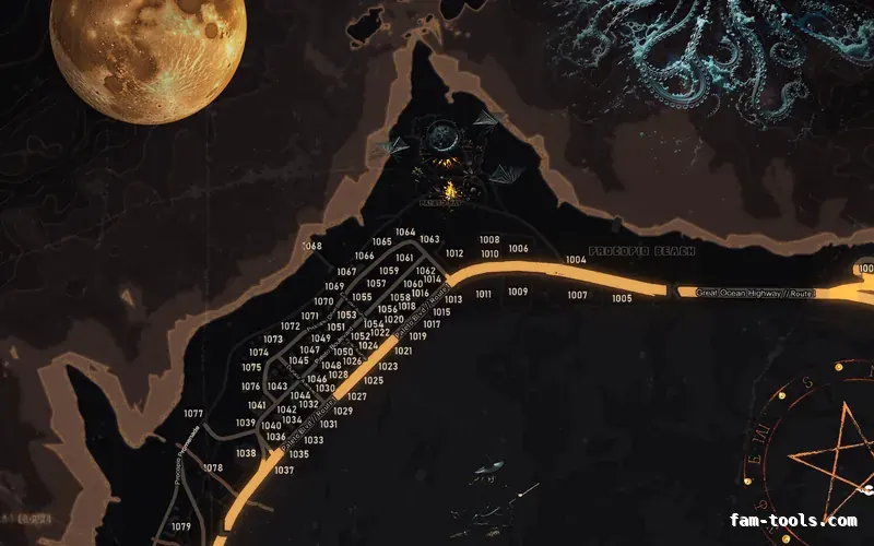 Halloween Orange HAUNTED EMBER FiveM-compatible minimap for GTA 5 — with postal codes — showing Paleto Bay and Mount Chiliad