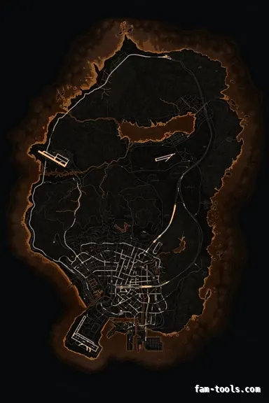 Orange EMBER FiveM-compatible minimap for GTA 5 — without postal codes — showing the whole Los Santos and Blaine County map