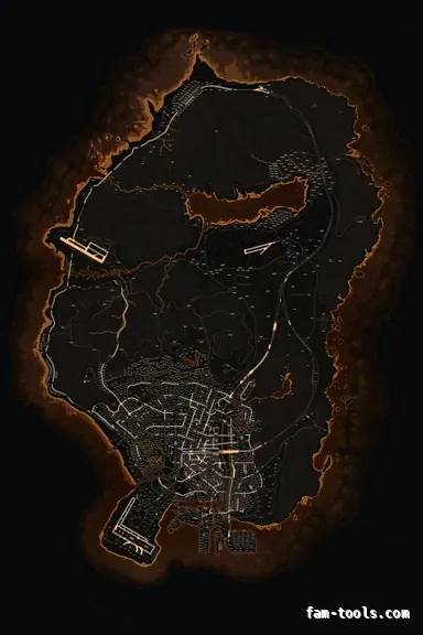 Orange EMBER FiveM-compatible minimap for GTA 5 — with postal codes — showing the whole Los Santos and Blaine County map