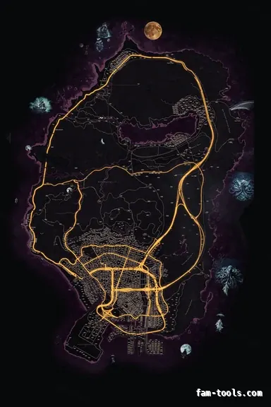 Halloween Pink HAUNTED MAGENTA FiveM-compatible minimap for GTA 5 — google style — showing the whole Los Santos and Blaine County map