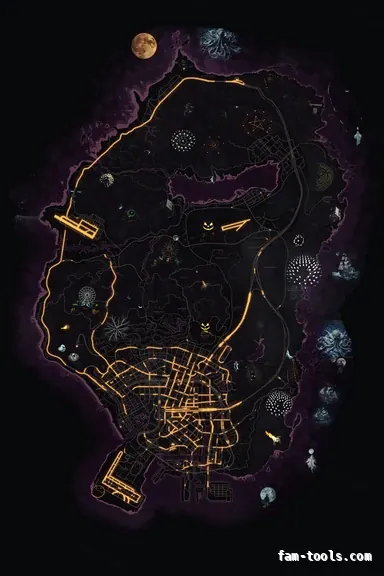 Halloween Pink HAUNTED MAGENTA FiveM-compatible minimap for GTA 5 — without postal codes — showing the whole Los Santos and Blaine County map