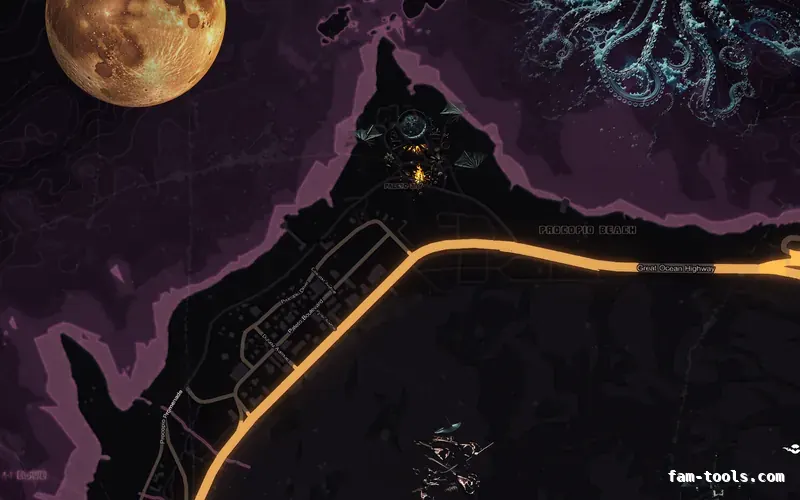 Halloween Pink HAUNTED MAGENTA FiveM-compatible minimap for GTA 5 — without postal codes — showing Paleto Bay and Mount Chiliad