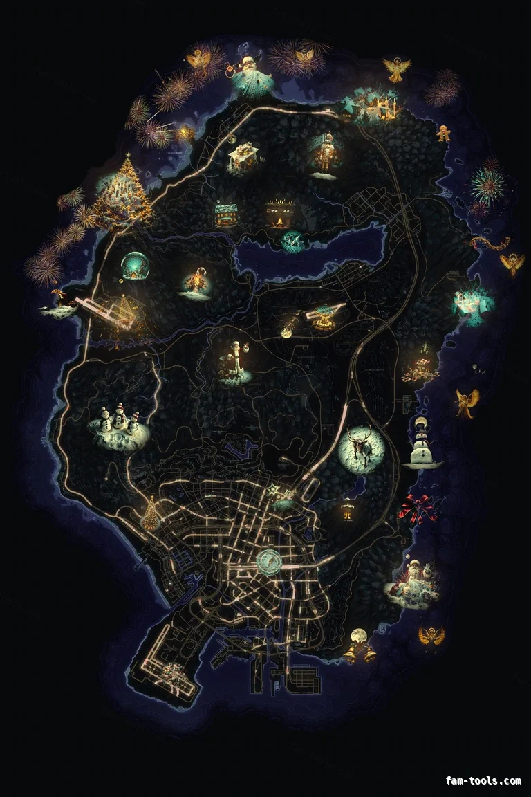 Christmas Purple FiveM Christmas minimap, the whole map