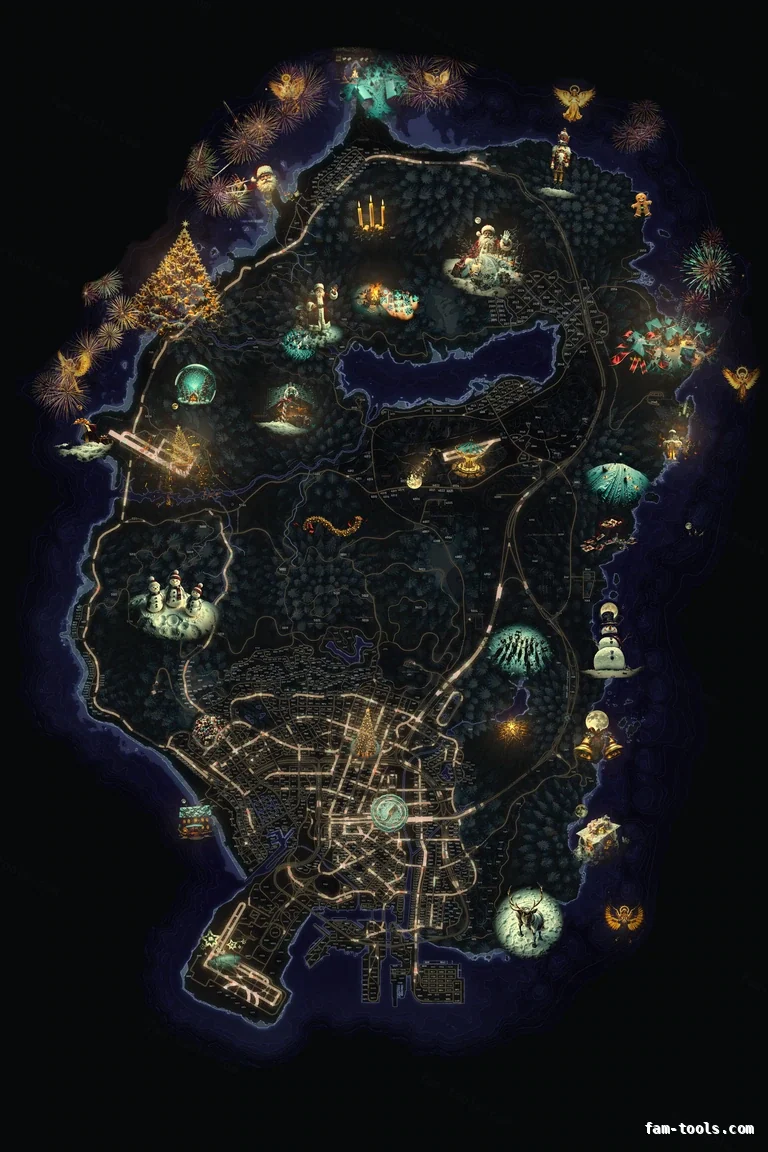 Christmas Purple FiveM Christmas minimap, the whole map
