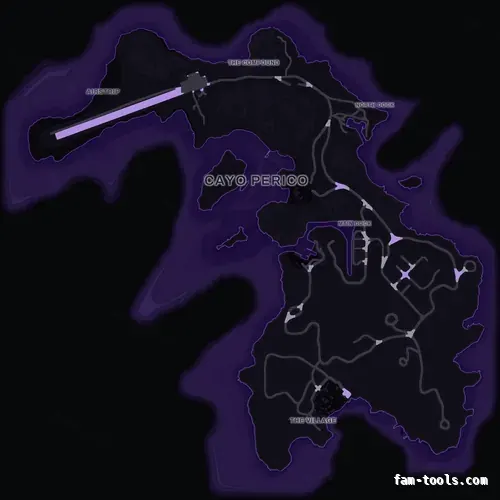 Purple VIOLET Cayo Perico FiveM-compatible minimap for GTA 5 — optional island add-on in the same palette, google style