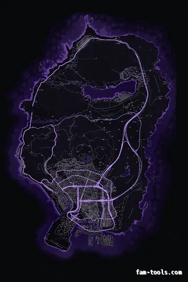 FiveM minimap renders in several palettes — Violet · Google style