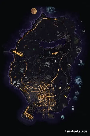Halloween Purple HAUNTED VIOLET FiveM-compatible minimap for GTA 5 — with postal codes — showing the whole Los Santos and Blaine County map