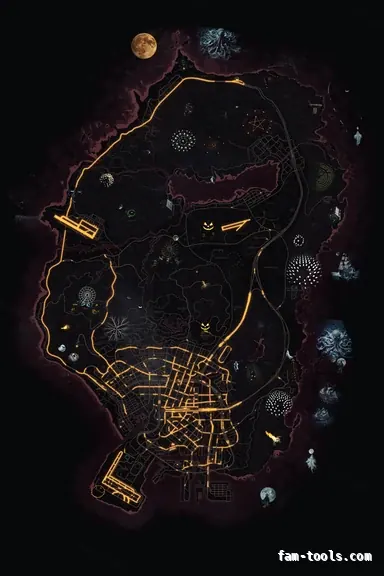 Halloween Red HAUNTED CRIMSON FiveM-compatible minimap for GTA 5 — without postal codes — showing the whole Los Santos and Blaine County map