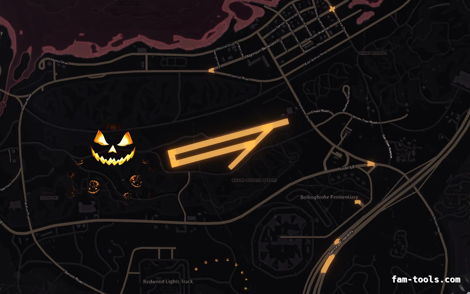 Halloween Red Halloween minimap — Sandy Shores Halloween Red Halloween FiveM minimap, sandy shores